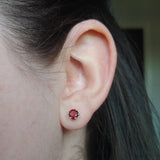 Six Prong Studs: 5mm Garnet