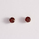 Six Prong Studs: 5mm Garnet