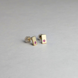 Gold Stick Studs with Garnets