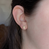 Gold Stick Studs with Garnets