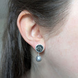 Jet Studs with Pearl Drops