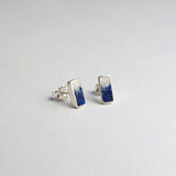 Gradient Rectangle Studs: Lapis Lazuli & Mother of Pearl